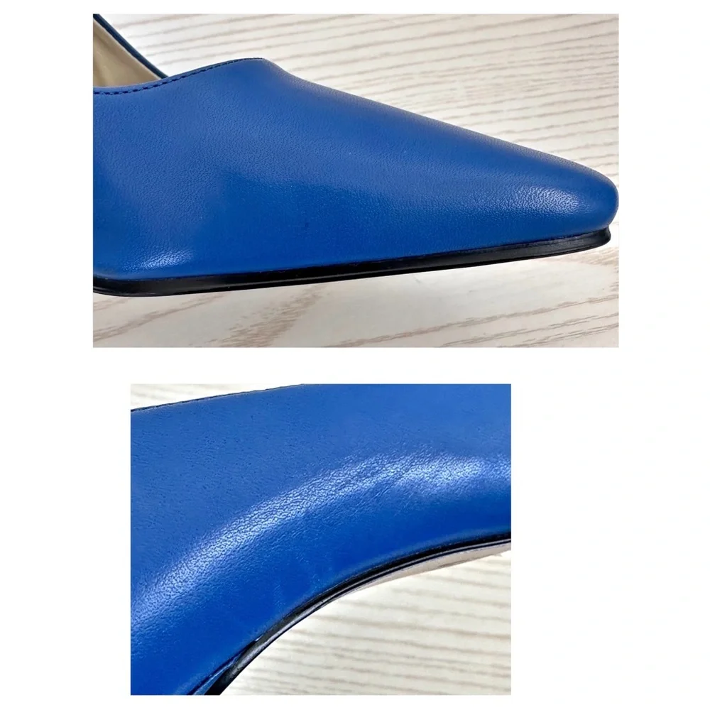 Nine West Vintage 90s Style Closed Toe Slip In Basic Pumps Sky Blue Size 5.5